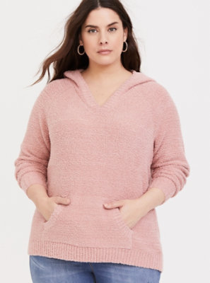 Plus Size - Dusty Pink Fuzzy Pullover Hoodie - Torrid