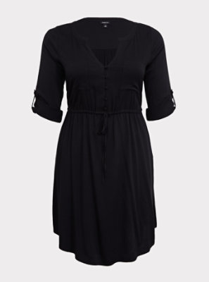 black button down dress plus size