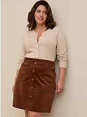 Mini Corduroy Button-Front Skirt, BROWN LIGHT BROWN, alternate
