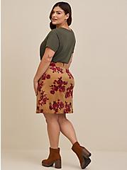 Mini Corduroy Button-Front Skirt, FLORAL BROWN, alternate
