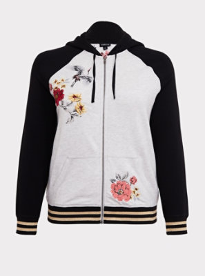 embroidered zip hoodie