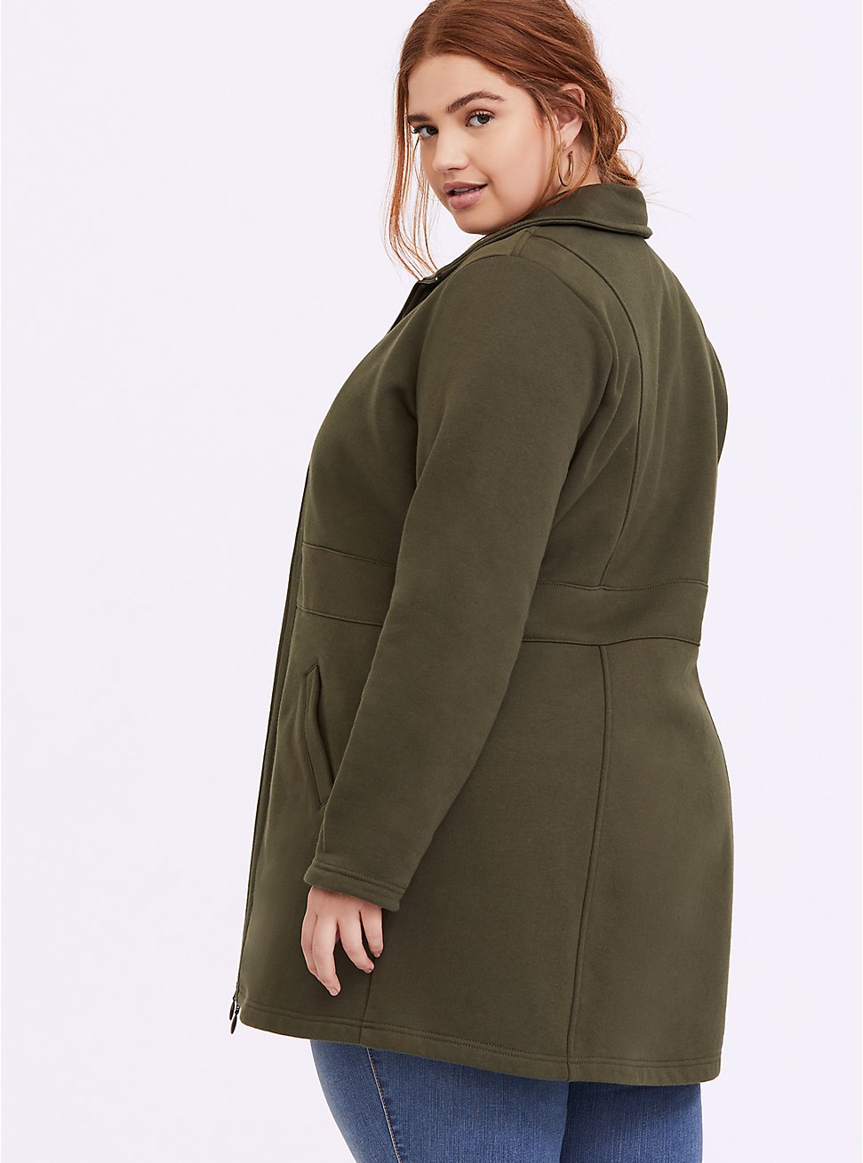 Plus Size - Olive Green Fleece Dual Zip Jacket - Torrid