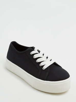 black canvas shoes with white laces
