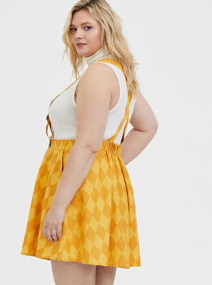 yellow overall skirt