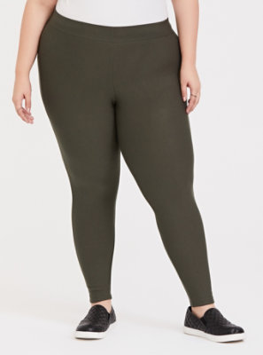 Plus Size - Platinum Legging - Fleece Lined Olive Green - Torrid