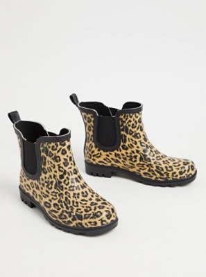 leopard ankle rain boots