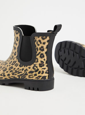 leopard ankle rain boots