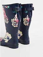 Plus Size Rubber Knee-High Rain Boot (WW), NAVY, alternate