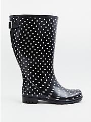 Plus Size Rubber Knee-High Rain Boot (WW), BLACK POLKA DOT, alternate