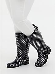 Plus Size Rubber Knee-High Rain Boot (WW), BLACK POLKA DOT, hi-res
