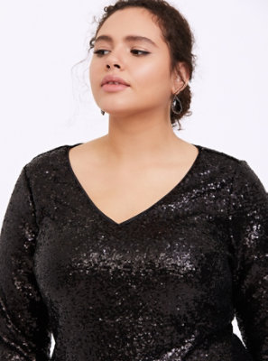 black sequin shift dress plus size