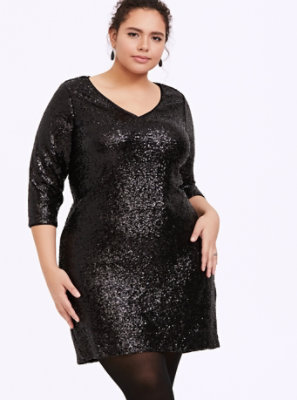 black glitter shift dress
