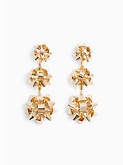 Gold-Tone Holiday Bow Statement Earrings, , alternate