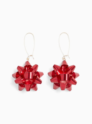 Plus Size - Red Holiday Bow Dangle Earrings - Torrid