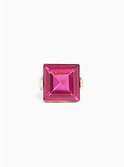 Gold-Tone Pink Faux Stone Statement Ring, PINK, alternate