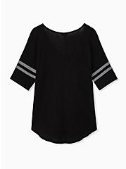 Plus Size Slim Fit V-Neck Tunic Tee - Heritage Slub Varsity Stripes Black, DEEP BLACK, alternate