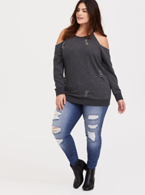 plus size distressed sweatshirt