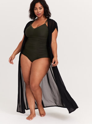 black swim cover up dress