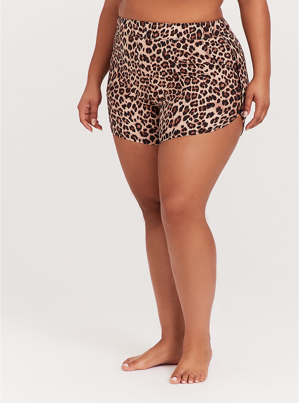 IORTY RTTY Brown Leopard Print Travel Vacation Board Shorts for Men Plus Size Swimming Trunks