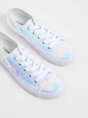 white sequin trainers