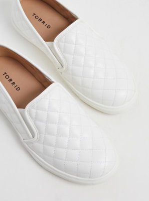 White Quilted Faux Slip-On Leather 