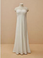 Ivory Satin Strapless Sweetheart Fit & Flare Wedding Dress, CLOUD DANCER, hi-res