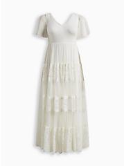 Ivory Lace A-line Boho Wedding Dress, BRIGHT WHITE, hi-res