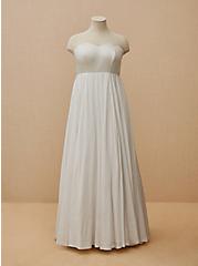Plus Size White Leopard Satin Strapless Wedding Dress, BRIGHT WHITE, hi-res
