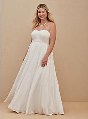 Plus Size White Leopard Satin Strapless Wedding Dress, BRIGHT WHITE, hi-res
