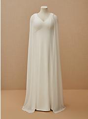 Plus Size Ivory Chiffon Cape Sleeve Wedding Dress, CLOUD DANCER, hi-res