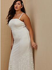 Plus Size White Lace Strapless Fit & Flare Wedding Dress, CLOUD DANCER, alternate