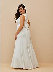 Plus Size Ivory Satin Bow Back Mermaid Wedding Dress, CLOUD DANCER, alternate