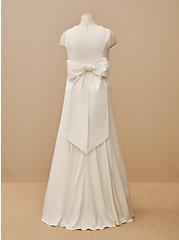 Plus Size Ivory Satin Bow Back Mermaid Wedding Dress, CLOUD DANCER, hi-res