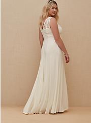 Plus Size Ivory Lace Inset Sleeveless Mermaid Wedding Dress, CLOUD DANCER, alternate