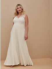 Plus Size Ivory Lace Inset Sleeveless Mermaid Wedding Dress, CLOUD DANCER, hi-res