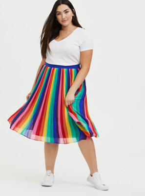 rainbow pleated maxi skirt