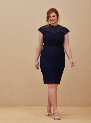 Special Occasion Navy Lace Shift Dress 