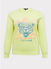 Plus Size Def Leppard World Tour Neon Yellow Fleece Sweatshirt , NEON YELLOW, hi-res