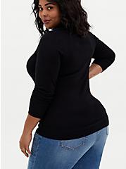 Plus Size Ribbed Pullover Turtle Neck Sweater, BLACK, alternate