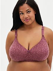 Plus Size Mauve Purple 360° Back Smoothing™ Lightly Lined Everyday Wire-Free Bra , DRIED CRANBERRY BURGUNDY, hi-res