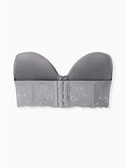 Plus Size Grey Microfiber & Lace Lightly Lined Multiway Strapless Bra, SILVER FILAGREE, alternate