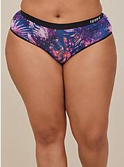 Active Microfiber Mid-Rise Hipster Logo Panty, SPACEY TROPICAL BLACK, alternate