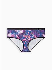 Active Microfiber Mid-Rise Hipster Logo Panty, SPACEY TROPICAL BLACK, hi-res