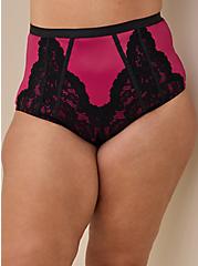 Plus Size 360° Smoothing™ Mid-Rise Brief Lace Pieced Panty, BEAUJOLAIS BURGUNDY, alternate