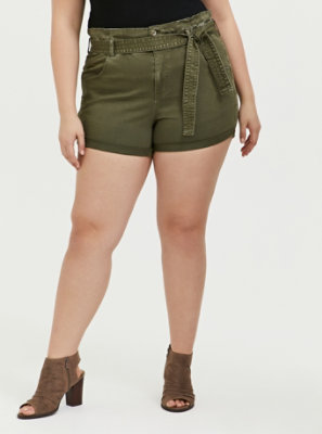 army green denim shorts