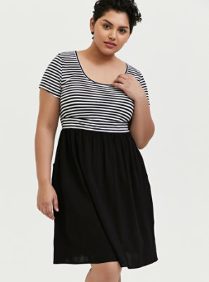 black and white striped skater dress