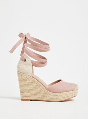 Blush Pink Faux Suede Ankle Wrap 