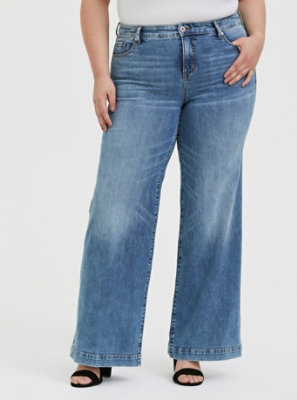 Plus Size - High Rise Wide Leg Jean - Vintage Stretch Light Wash - Torrid