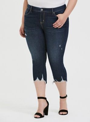 Plus Size - Crop Mid Rise Skinny Jean - Vintage Stretch Dark Wash with ...
