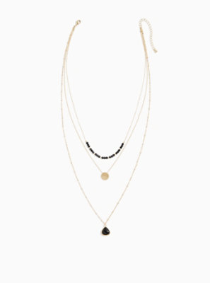 Plus Size - Gold-Tone & Black Layered Necklace - Torrid